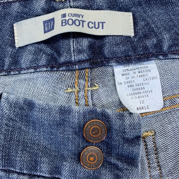 GAP Curvy Boot Cut Womens Jeans Size 12 Blue Denim Stretch Ankle Distressed Y2k - Picture 5 of 13
